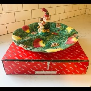 Fitz and Floyd Woodland Santa 3-sectioned server